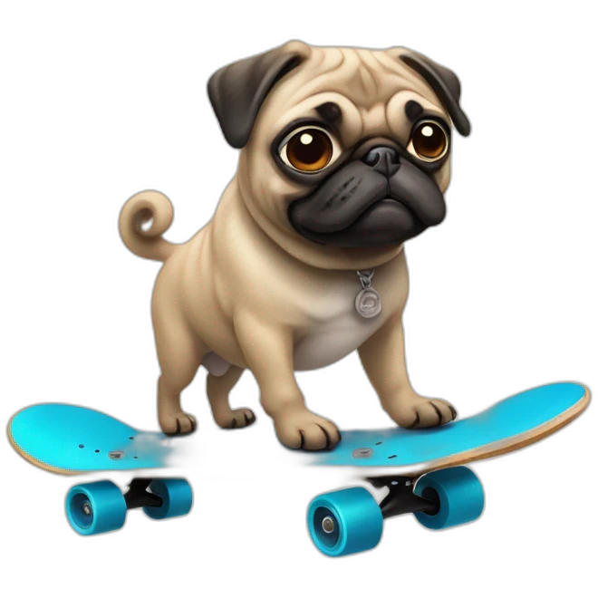 pug riding a skateboard emoji
