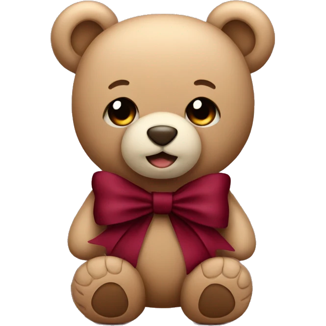 Teddy bear with burgundy bow emoji