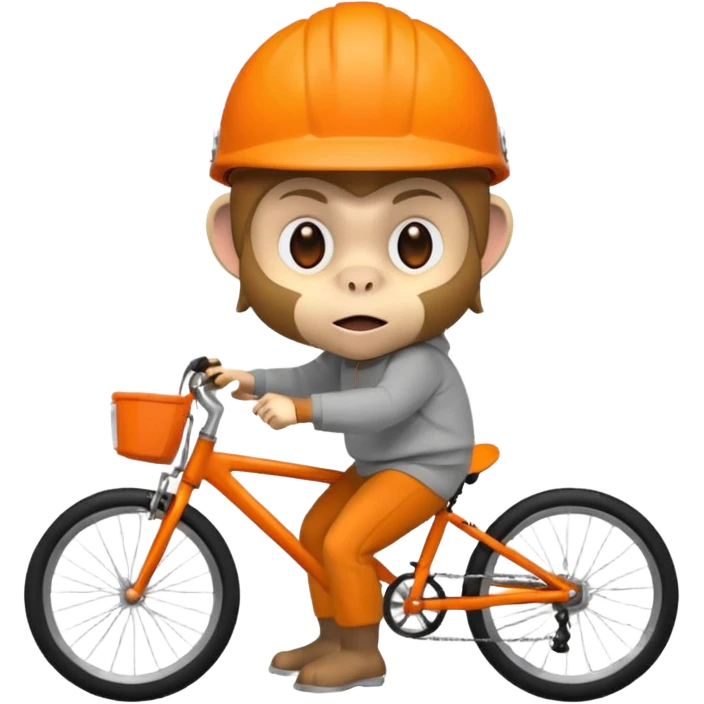monkey wearing orange bicycle helmet, sweatshirt emoji