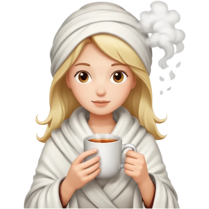 Girl wrapped in blanket holding hot tea  emoji