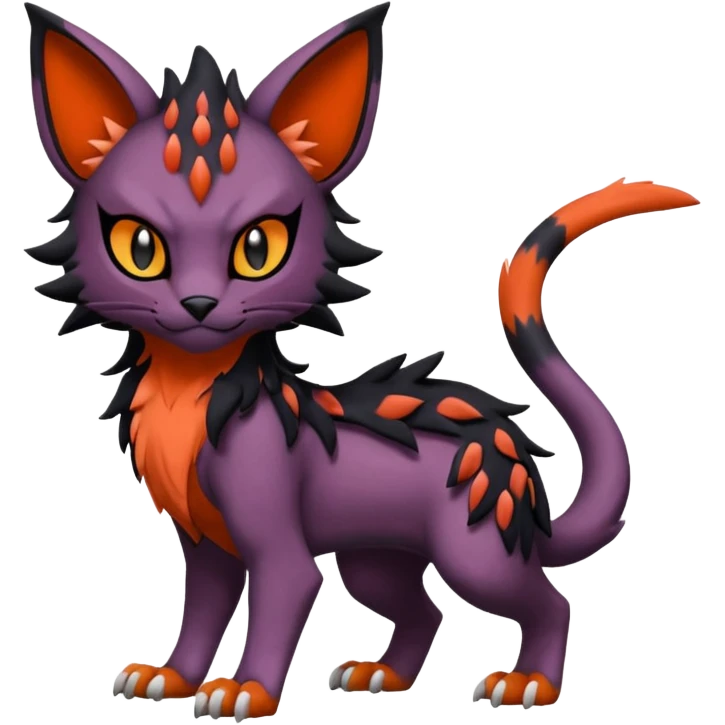 Dark dusky dull spooky realistic furry Liepard-Noivern-Litten-Sprigatito-Pokémon-fusion-creature (full body) emoji