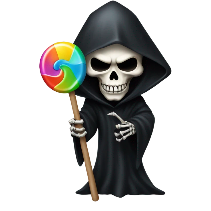 Evil skull grim reaper holding a lollipop  emoji
