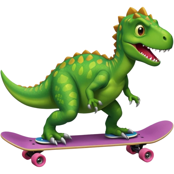 Dinosaur on a skateboard emoji