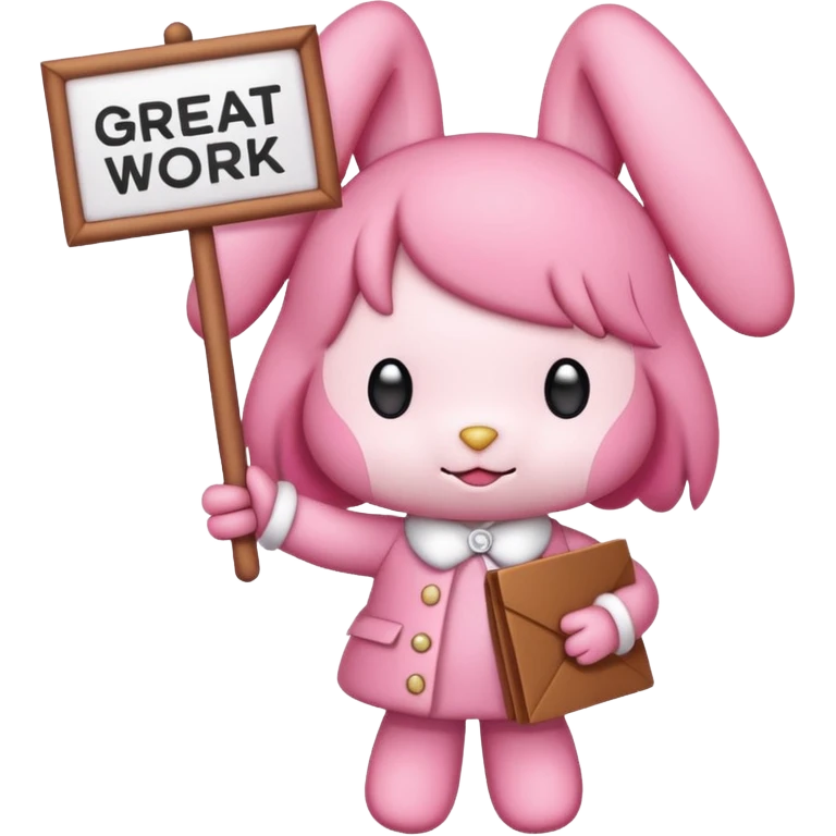 mymelody with sign that says great work emoji