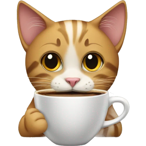 The cat is drinking coffee emoji