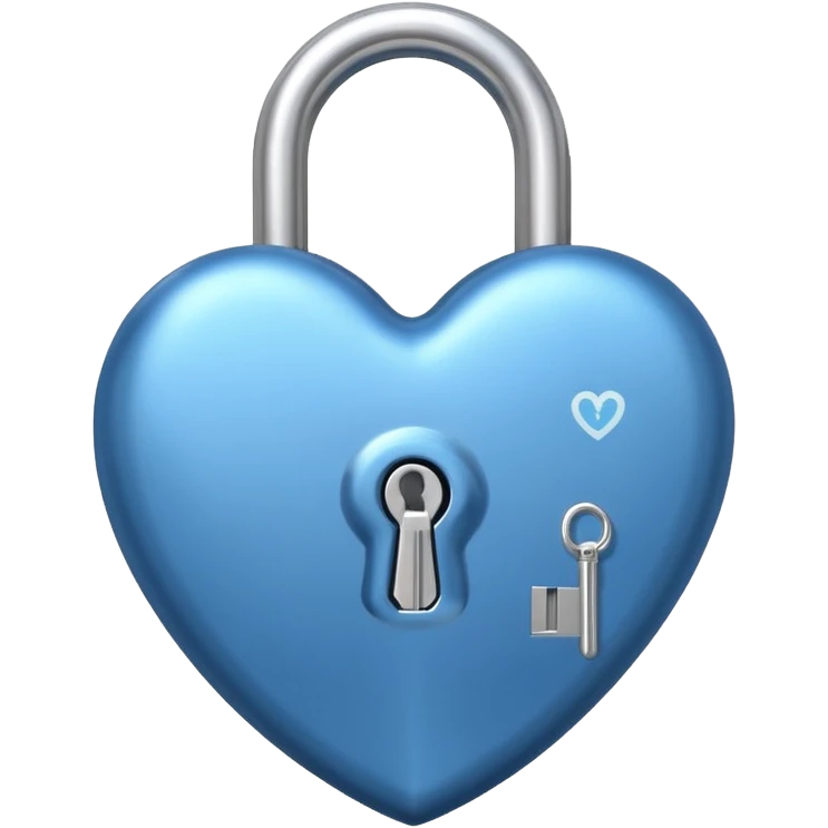 A blue shade heart-shaped lock with a silver key emoji