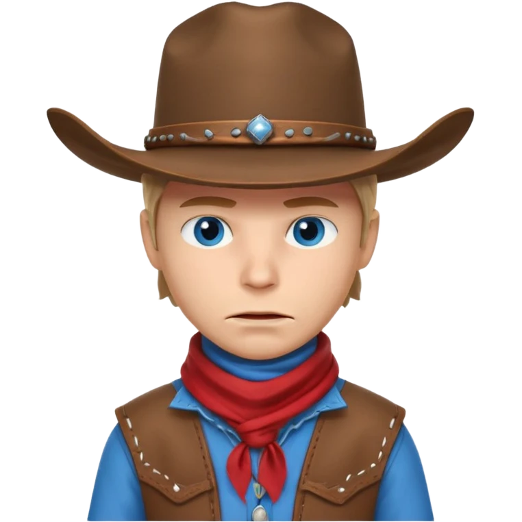 cute outlaw cowboy portrait, head and shoulders only, cowboy hat, bandana covering mouth, intense eyes, western outfit, 3D cartoon, mobile game icon style, clean background, no text, no watermark
 emoji