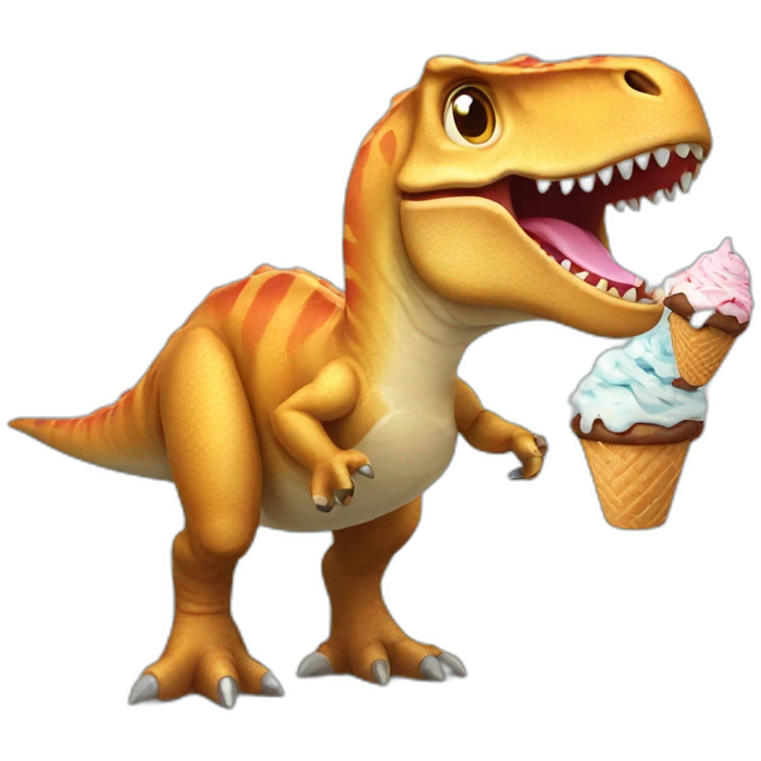 Dinosaur with icecream emoji