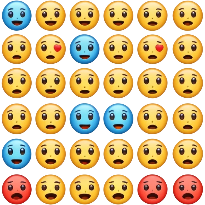 Faça 6 emojis com várias expressões como se estivesse explicando algo  emoji