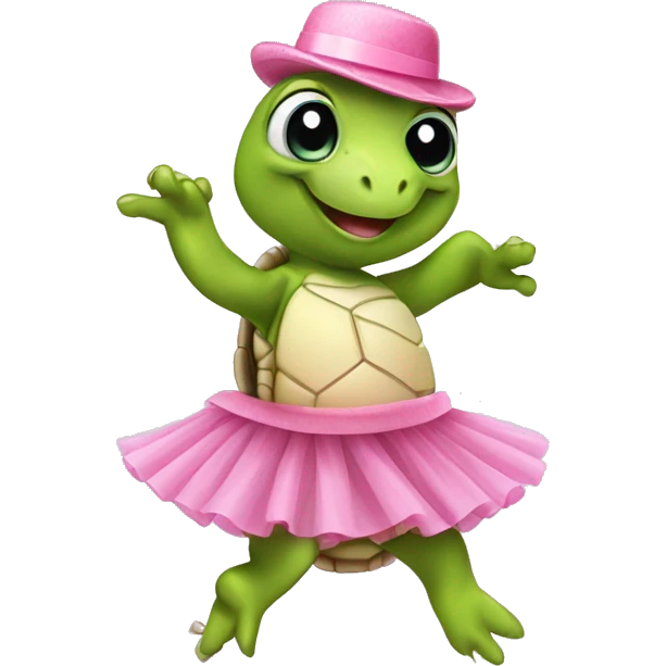 tap dancing turtle in a pink tutu emoji