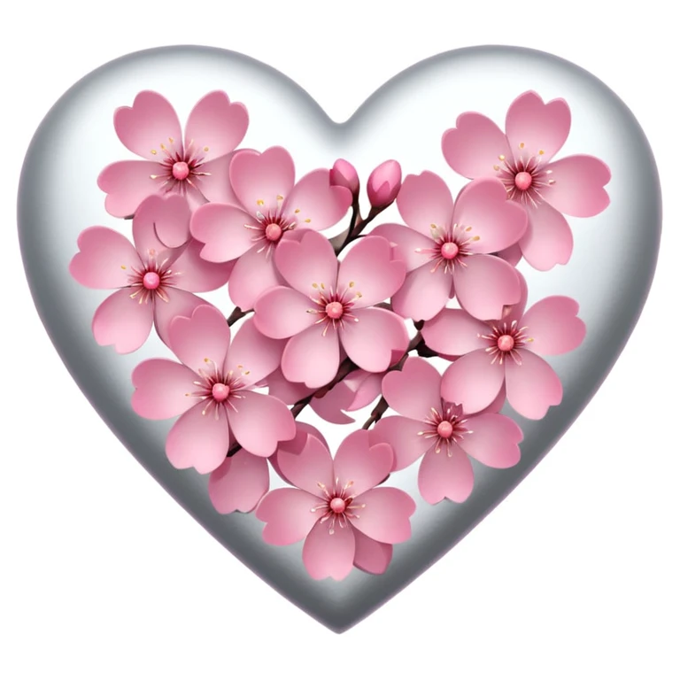heart with sakura and silver accents emoji