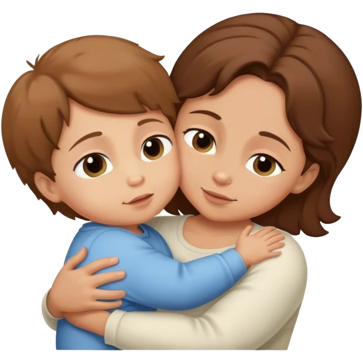 baby boy hugging his brown-haired mother emoji