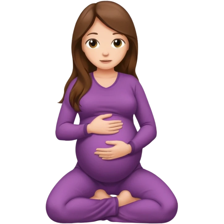 Pregnant long brown hair kneeling emoji