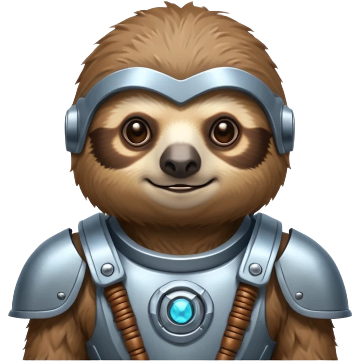 sloth in cybernetic armor, preppy accessories emoji