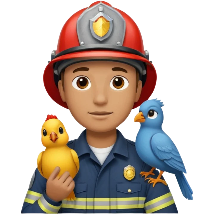 Fireman with bird emoji