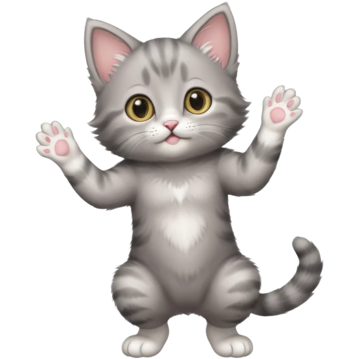 Cute gray baby girl kitten standing on back legs emoji