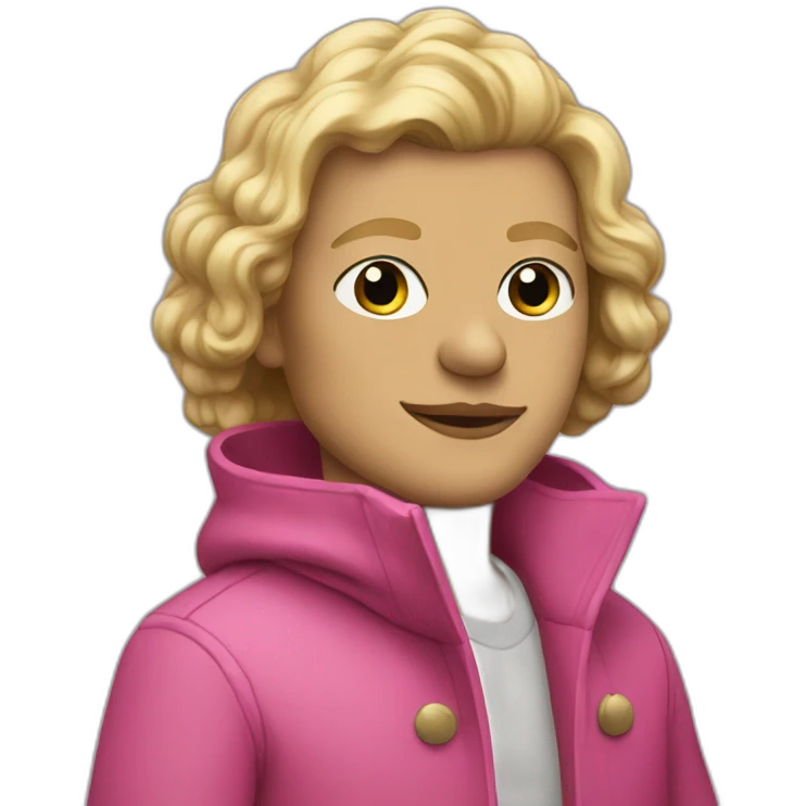 pepe with blonde hair and pink coat emoji