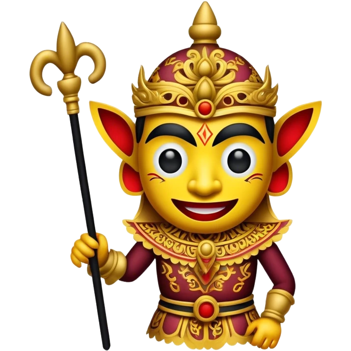 Cinematic Realistic Wayang Kulit Pop Culture Emoji, featuring a vibrant shadow-puppet theatre scene rendered with dynamic textures and artistic, traditional lighting. emoji