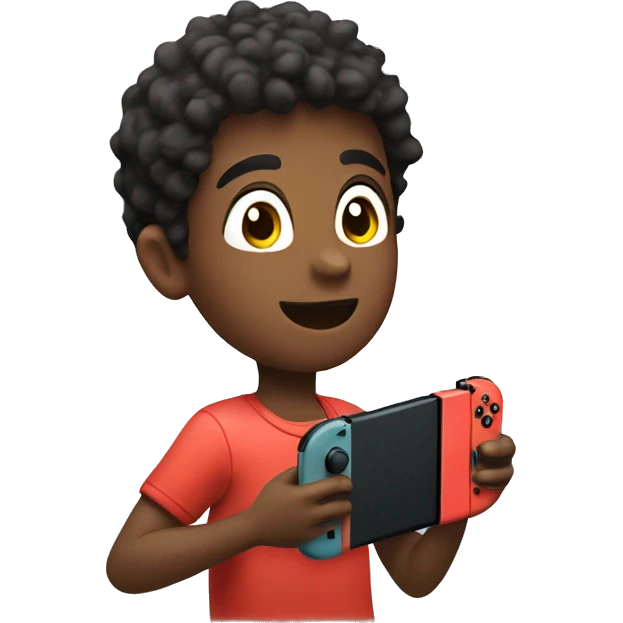 boy with nintendo switch indoors emoji