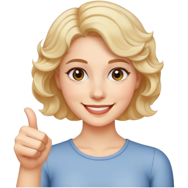 laughing lady short fine wavy hair thumb emoji