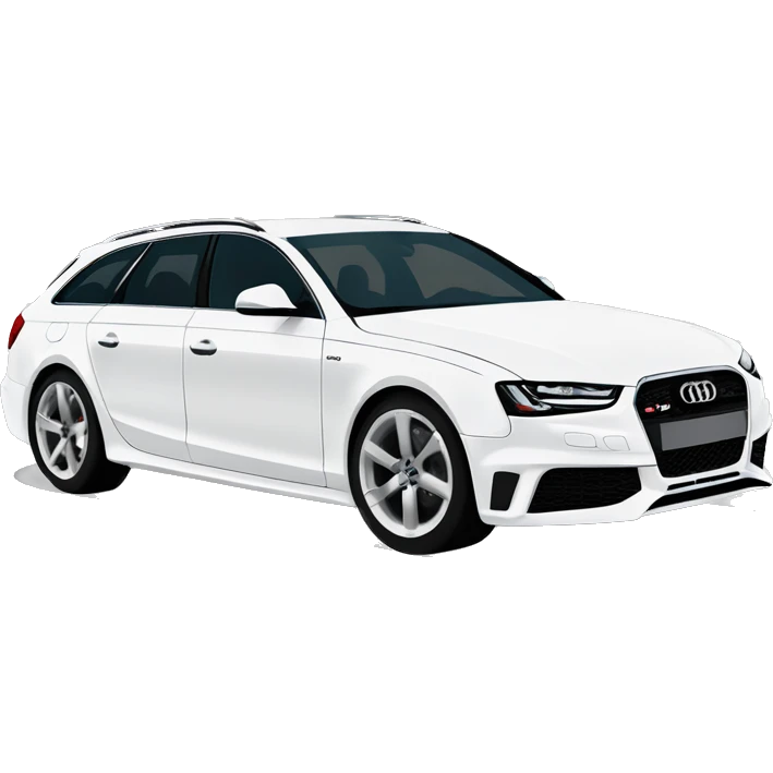 White Audi A4 avant with number plate „SL RS 404“ emoji