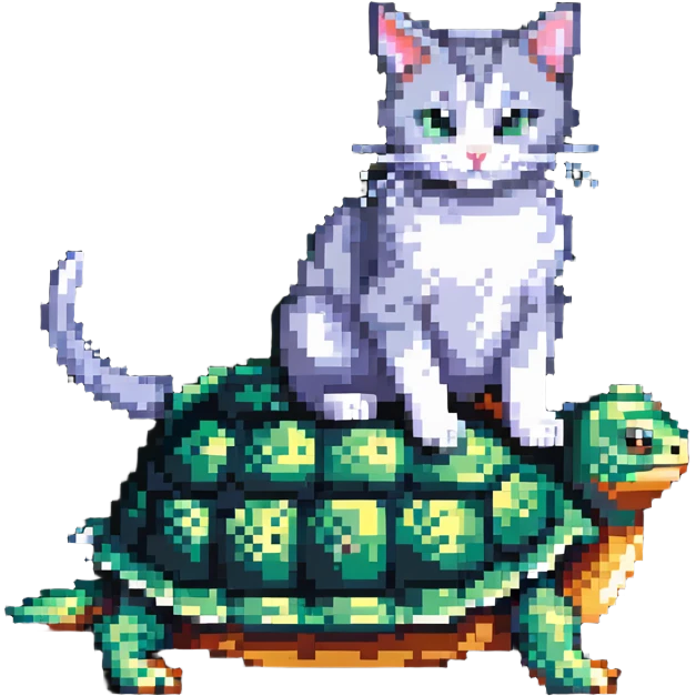 cat sitting on a turtle emoji