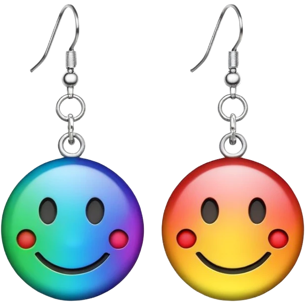 rainbow color smiley face shaped earrings emoji