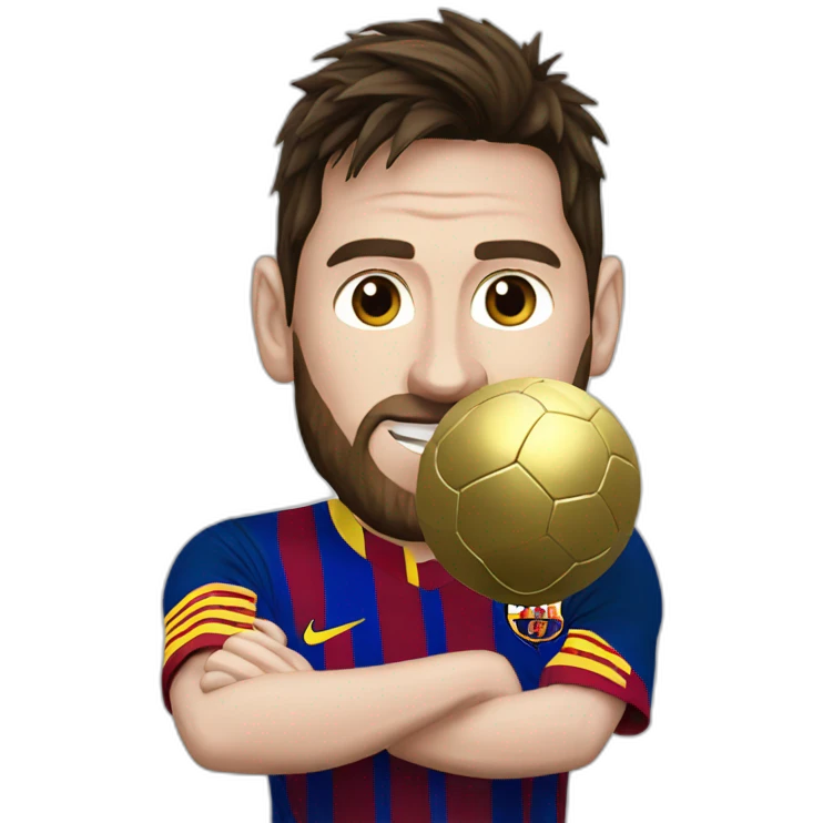 Messi with golden ball emoji