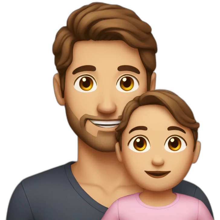 Brown hair man, long Brown hair mother with a baby emoji