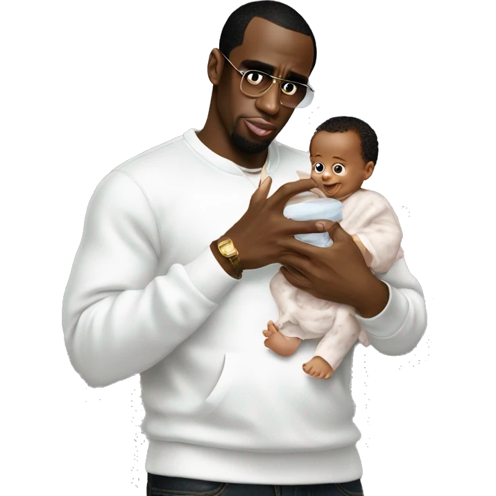 P. Diddy holding baby and baby oil emoji