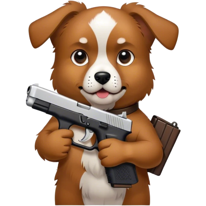 Dog holding a Glock 19 emoji