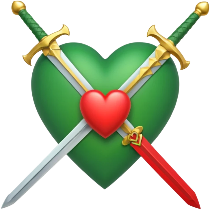 a red heart pierced by a green sword, with the golden text 'MODS' on a white ribbon emoji