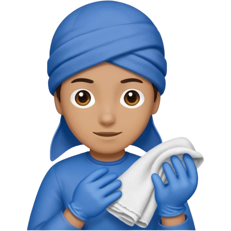 Cleaner + blue gloves + rag emoji