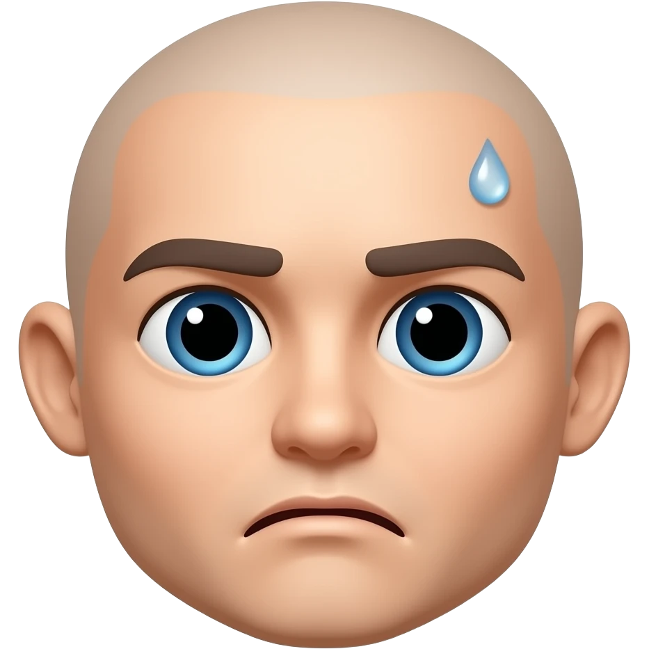 bouche en petite vague “~” (ni sourire ni tristesse)
	•	une goutte de sueur 💧 pour le côté awkward
	•	éventuellement des petits points “…” au-dessus de la tête emoji