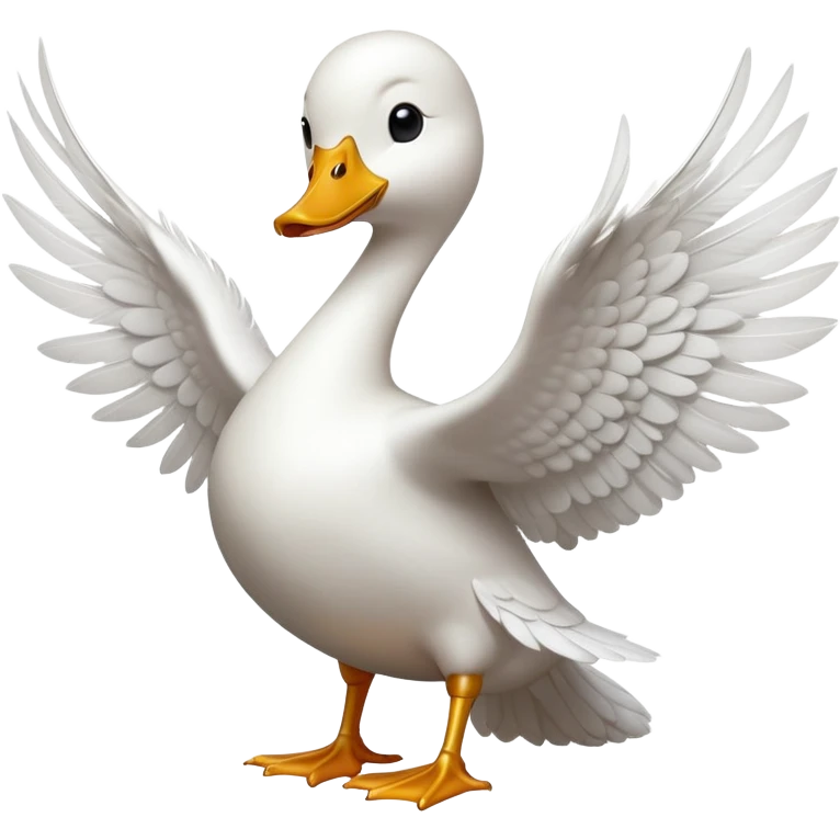 cinematic-[white duck]-realistic-full-body-perched-emoji,-wings-tucked-neatly elegant,-head-tilted-dramatically,-sleek-[white]-feathers,-simplified-yet-realistic-focused-features,-highly-detailed,-glowing-with-an-almost-sarcastic-glow emoji