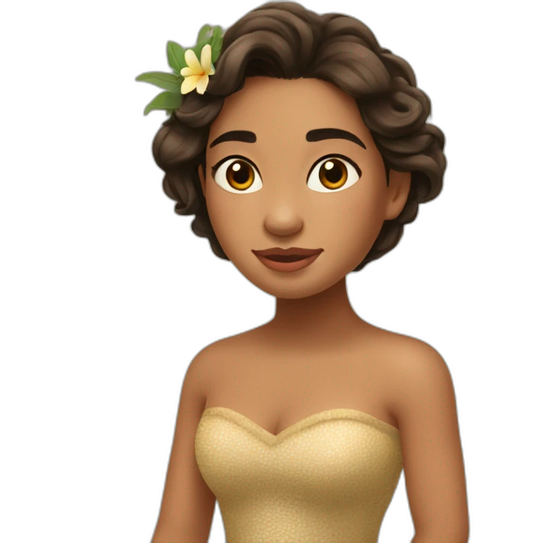 A princesa moana segurando um porco emoji