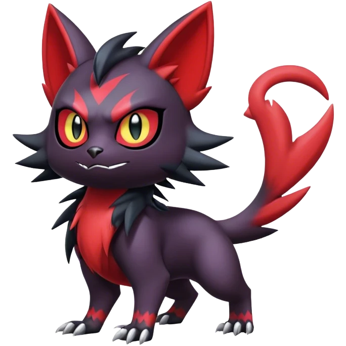 Edgy Cute Cool Kawaii Litten-Noivern-Zoroark-Noibat-Pokemon-hybrid Full Body  emoji