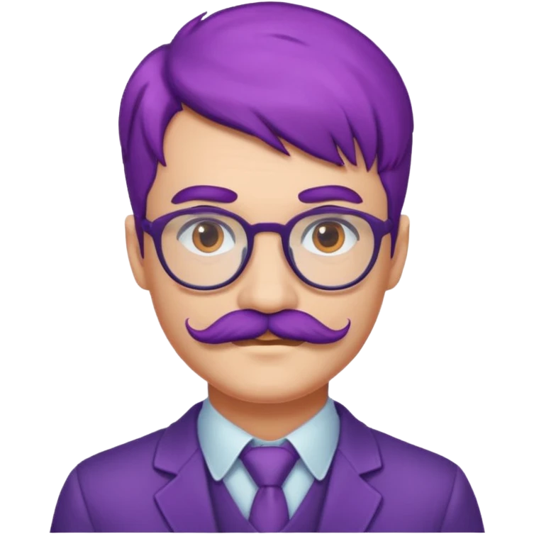 mustached purple haired spectacled emoji