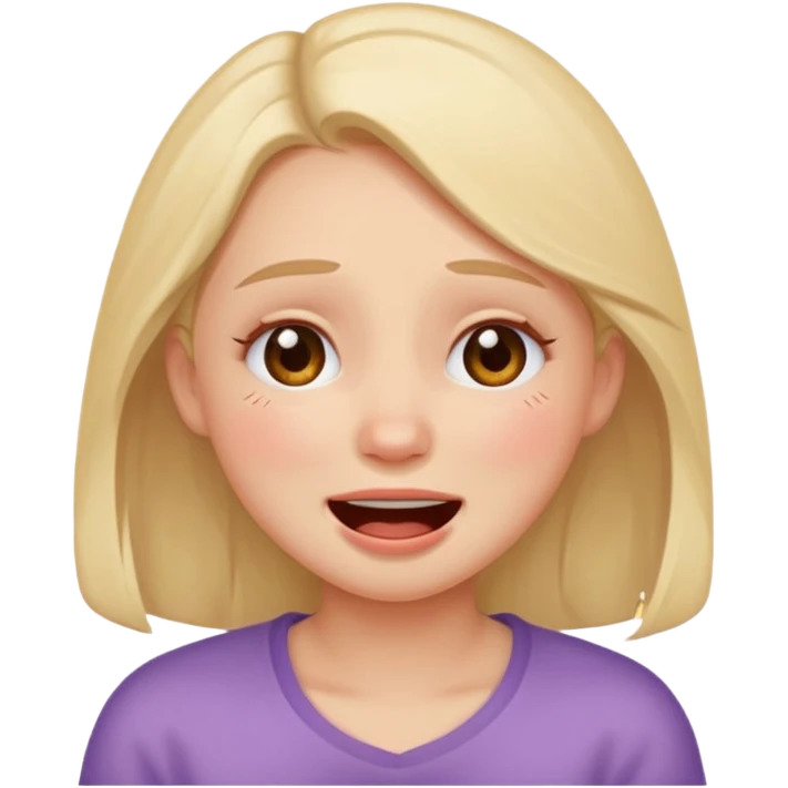 girl with really red face and laugh crying emoji