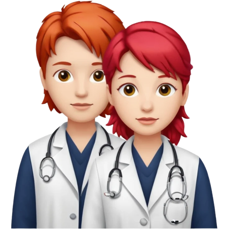 doctors with red hairclips emoji