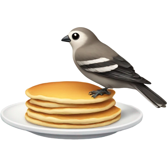 Bird eating pancake emoji