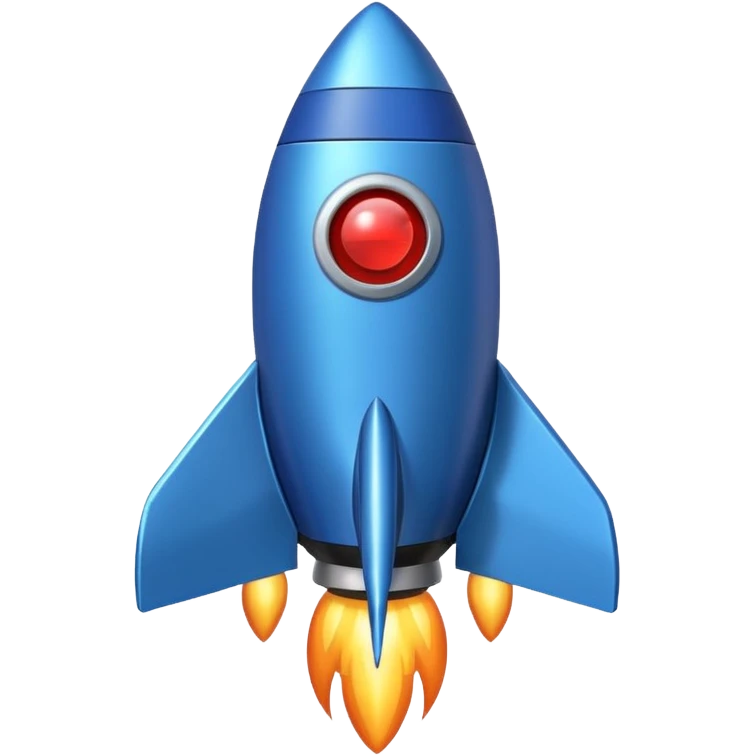 rocket emoji in blue tones, Slack-inspired emoji