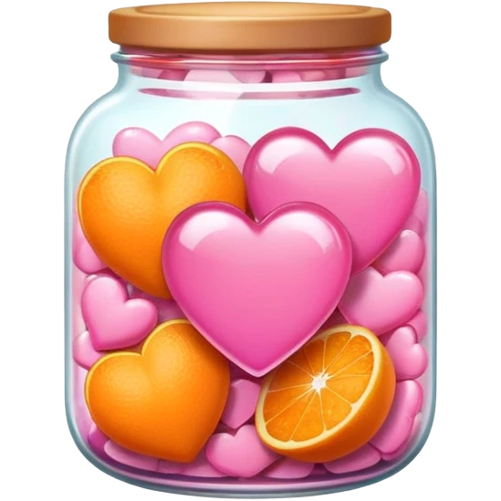Jar of orange and pink hearts  emoji