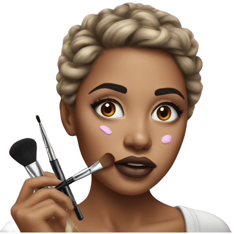 Hyper Realistic girl doing make up emoji