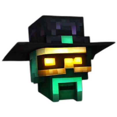 Pixel Minecraft Fedora Halloween Head Mask Diamond Obsidian Emerald Flame Shiny Glow Reward Legendary Unique Epic Mystery emoji