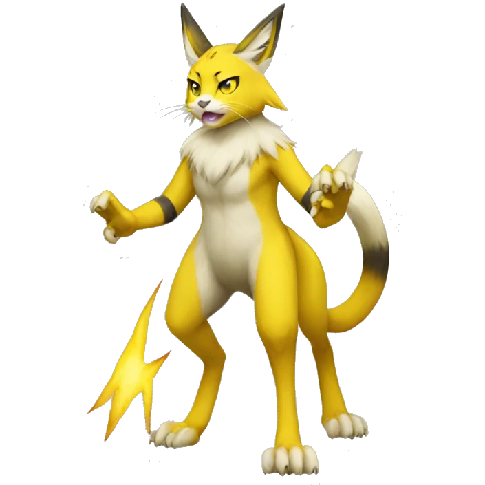 Yellow lombax-Zeraora-Renamon-cat full body emoji