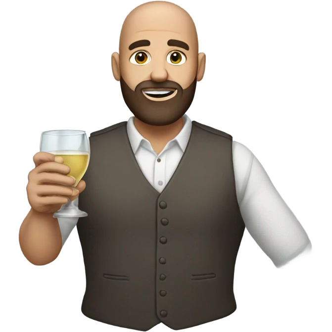 Bald man with brown beard drinking votka emoji