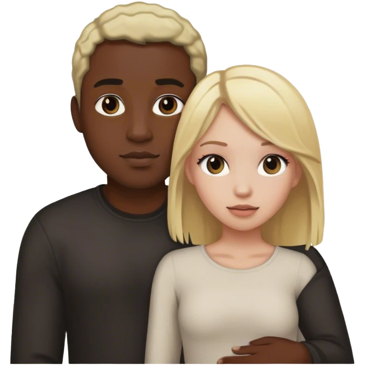 black man with black cornrows holding white girl blonde hair  emoji