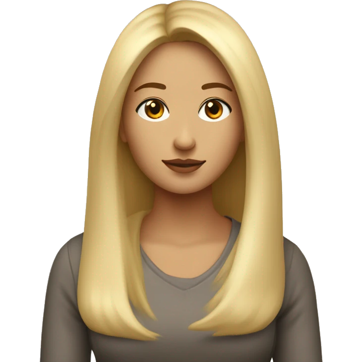 Femme blonde avec les yeux marron cheveux un peux long lisse emoji