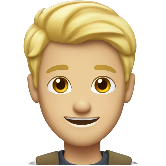Blonde short-haired guy poses with a smile emoji
